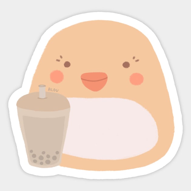 Mochi Duck with Boba Sticker by aaalou